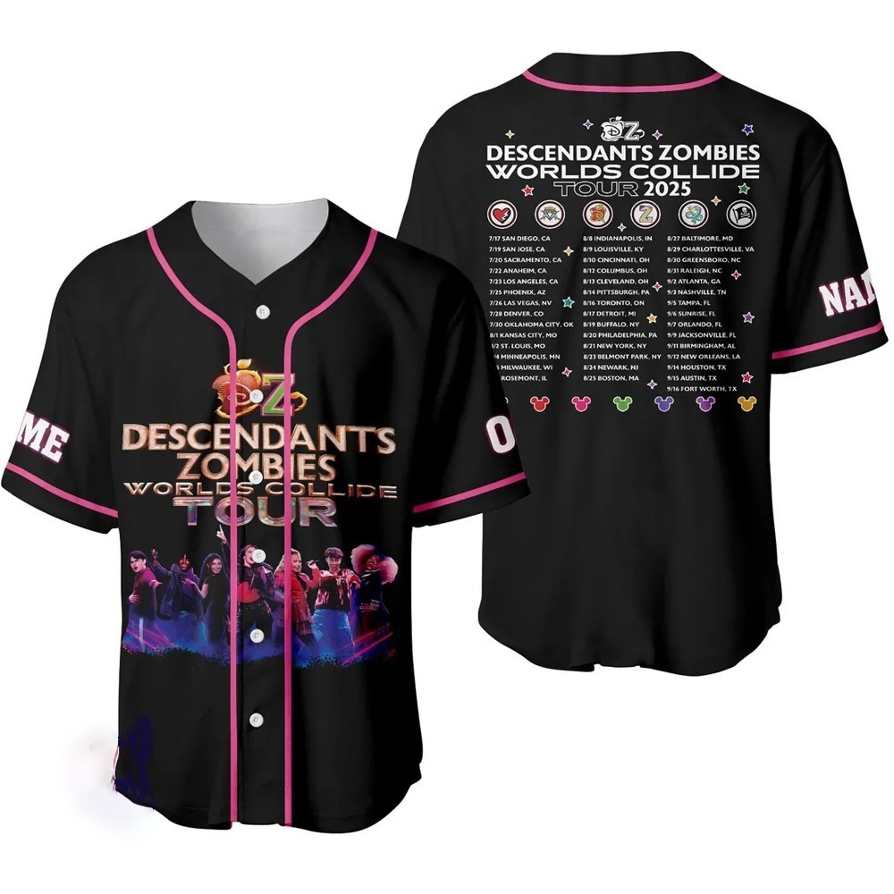 Descendants Zombies Tour Jersey, Worlds Collide 2025 Personalized Shirt