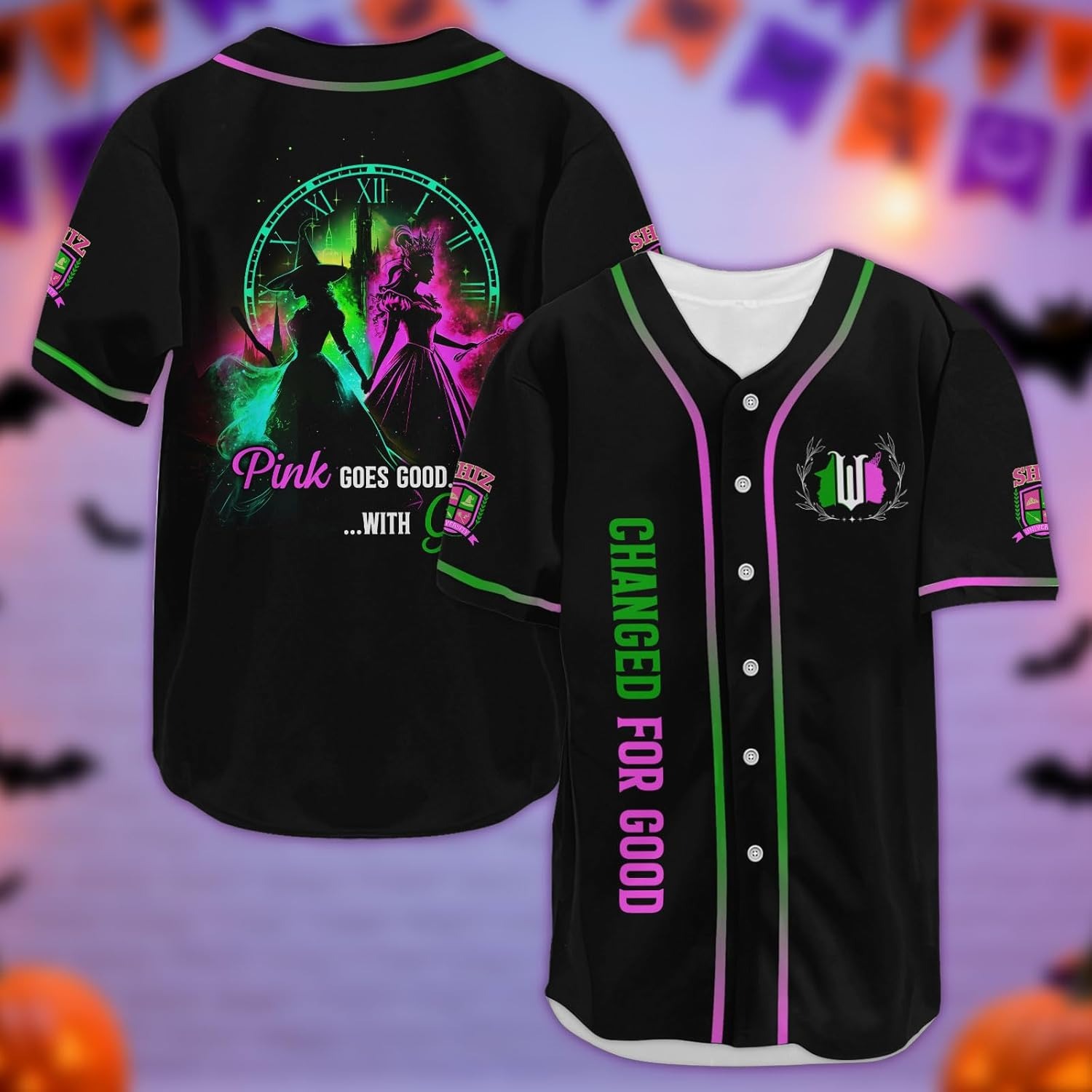 Wicked Witch Baseball Jersey, Movie Character Jersey Button Down Shirt - Image 6
