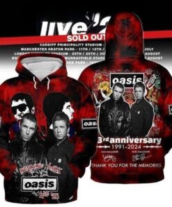 Oasis 33rd Anniversary 1991-2024 Thank You 3D Hoodie
