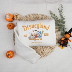 Trick Or Treat Cartoon Duck Embroidered Halloween Sweatshirt