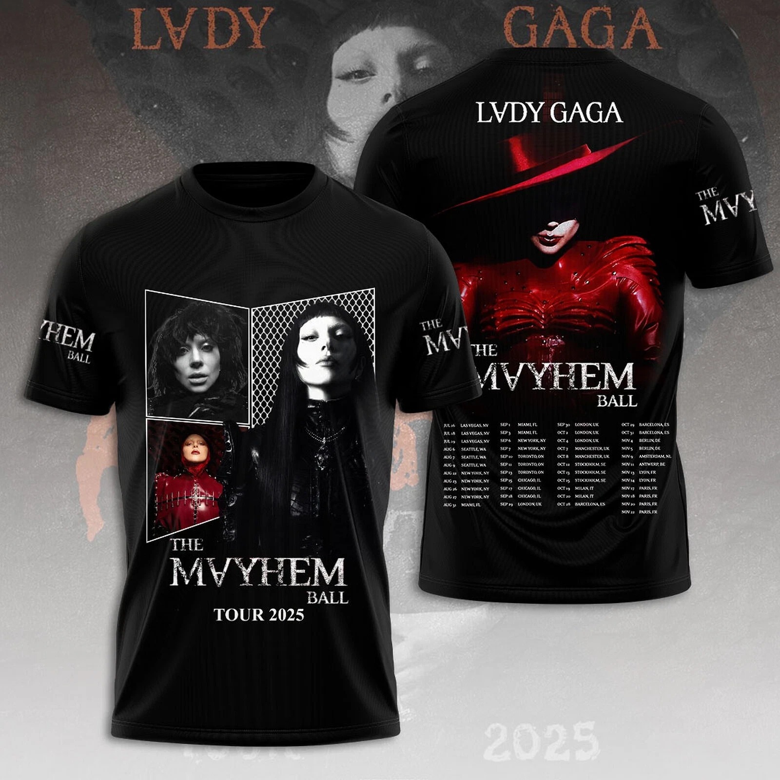 Lady Gaga The Mayhem Ball Tour 2025 3D T-Shirt Limited Edition