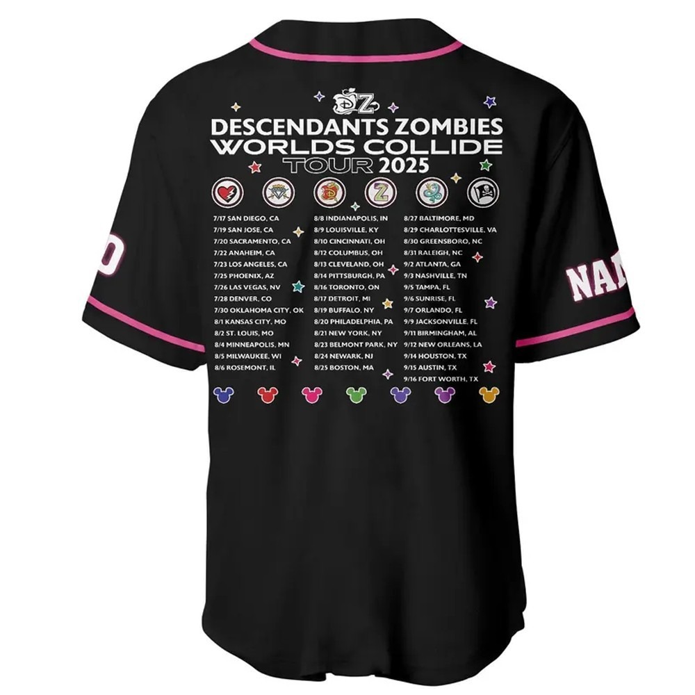 Descendants Zombies Tour Jersey, Worlds Collide 2025 Personalized Shirt - Image 3
