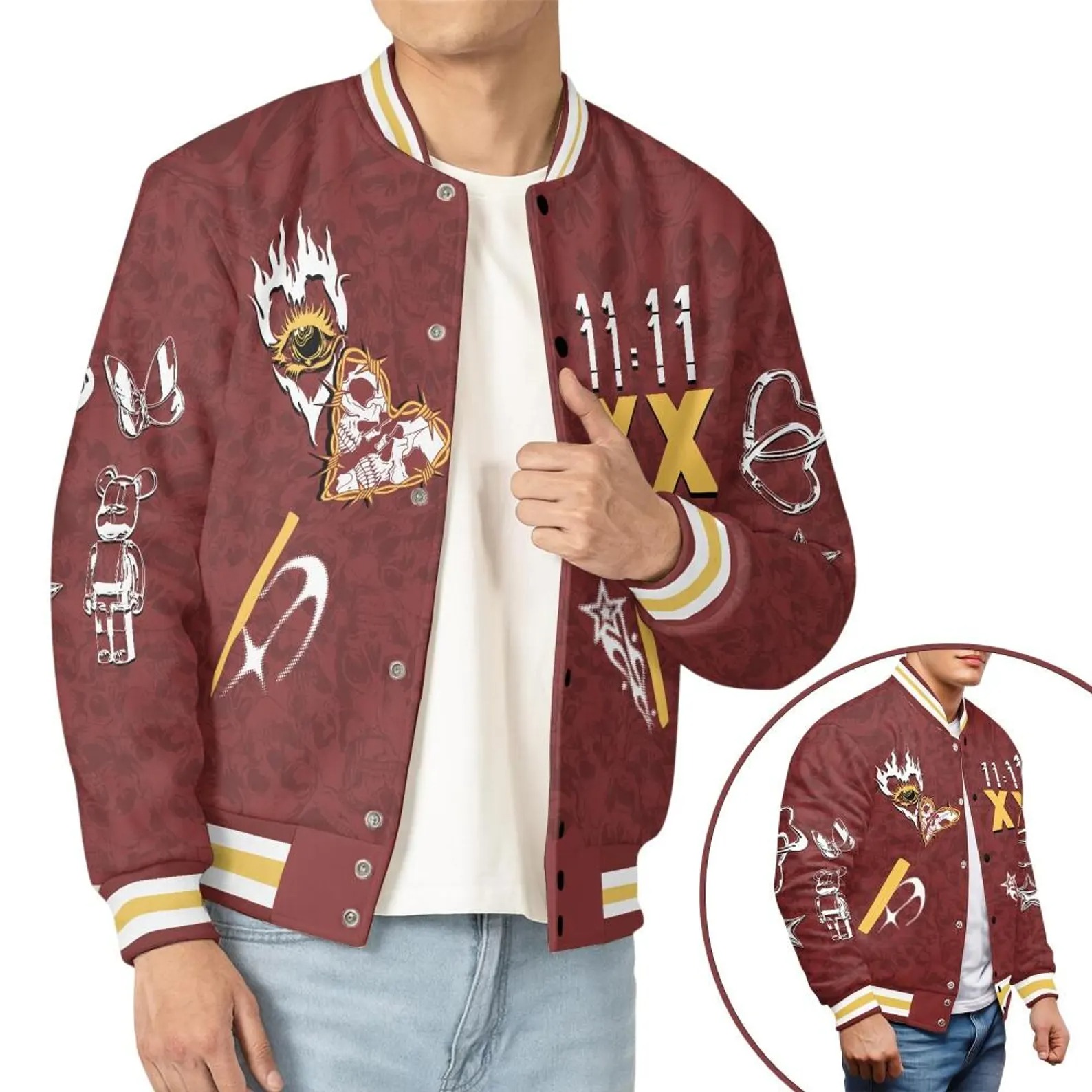 Customized 1111 Chris Brown XX BaseBall Jacket, Breezy Bowl XX 2025 BaseBall Jacket - Image 6