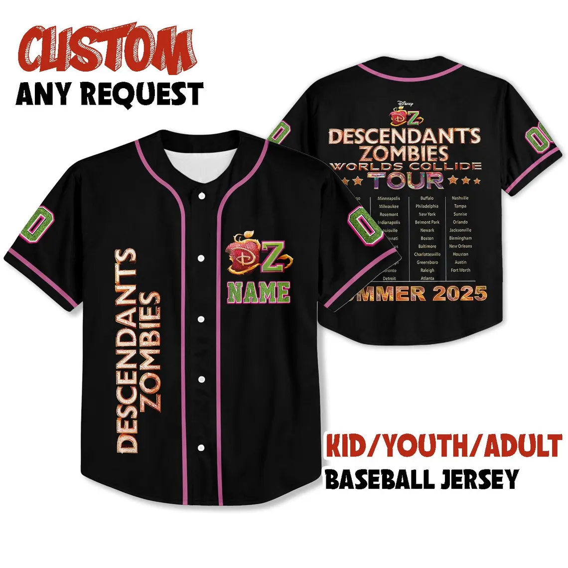 Descendants Zombies Worlds Collide Tour Jersey, Descendants Zombies for Fans