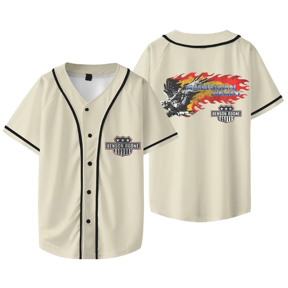 Custom Color Benson Boone American Heart Baseball Jacket Tee Women Men V-neck Short Sleeve Shirts - Image 7