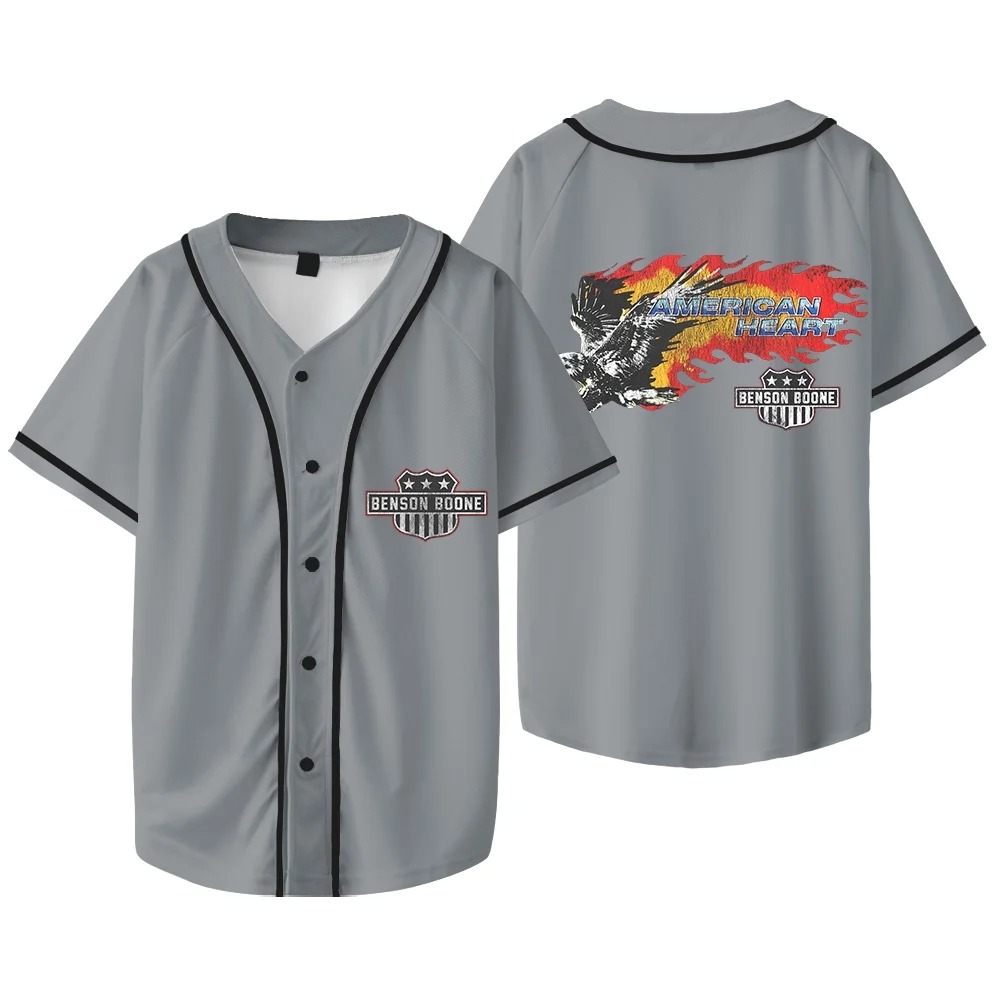 Custom Color Benson Boone American Heart Baseball Jacket Tee Women Men V-neck Short Sleeve Shirts - Image 2