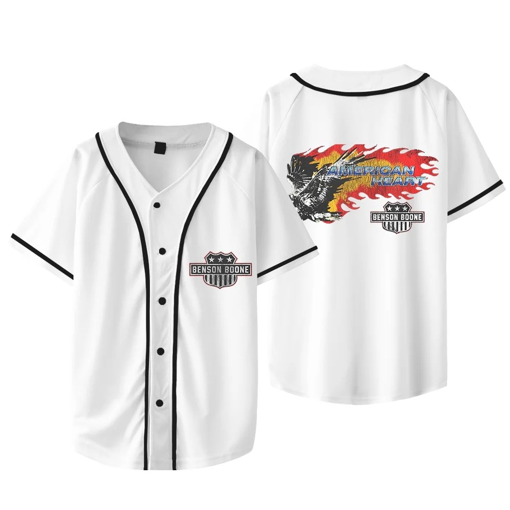 Custom Color Benson Boone American Heart Baseball Jacket Tee Women Men V-neck Short Sleeve Shirts - Image 3