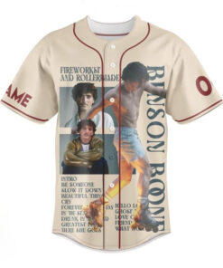 Alternative view of Benson Boone Fireworks And Rollerblades Personalized Baseball Jersey
