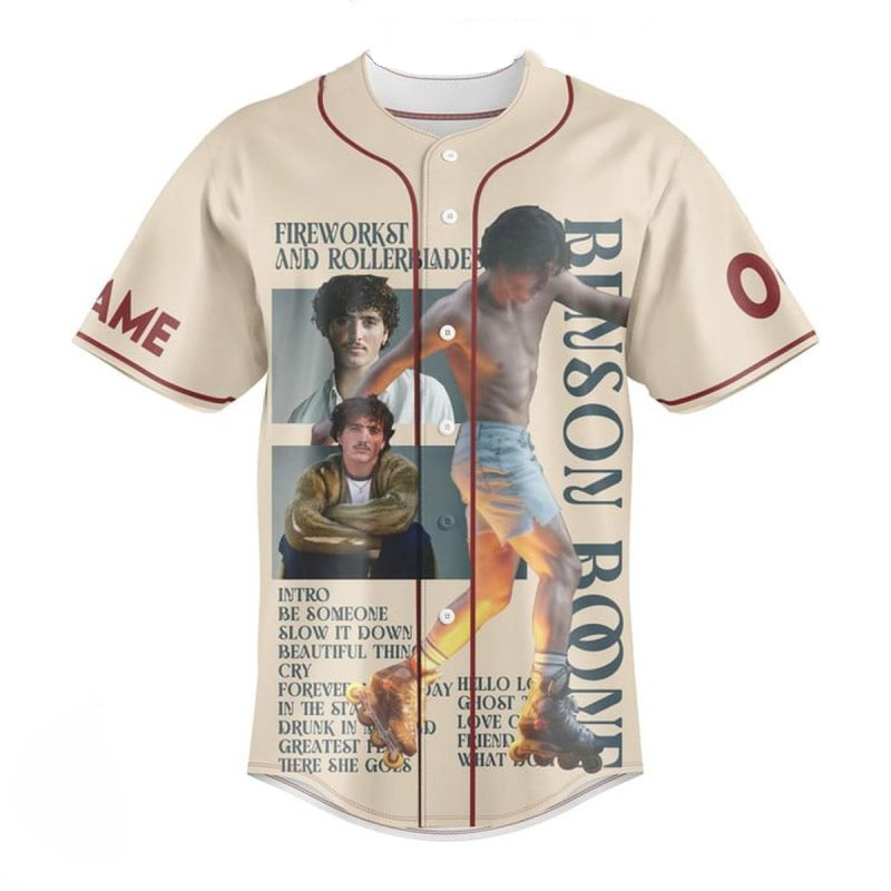 Benson Boone Fireworks And Rollerblades Personalized Baseball Jersey - Image 2