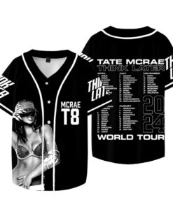Tate McRae T-shirts Think Later Tour Jersey Short Sleeve Baseball