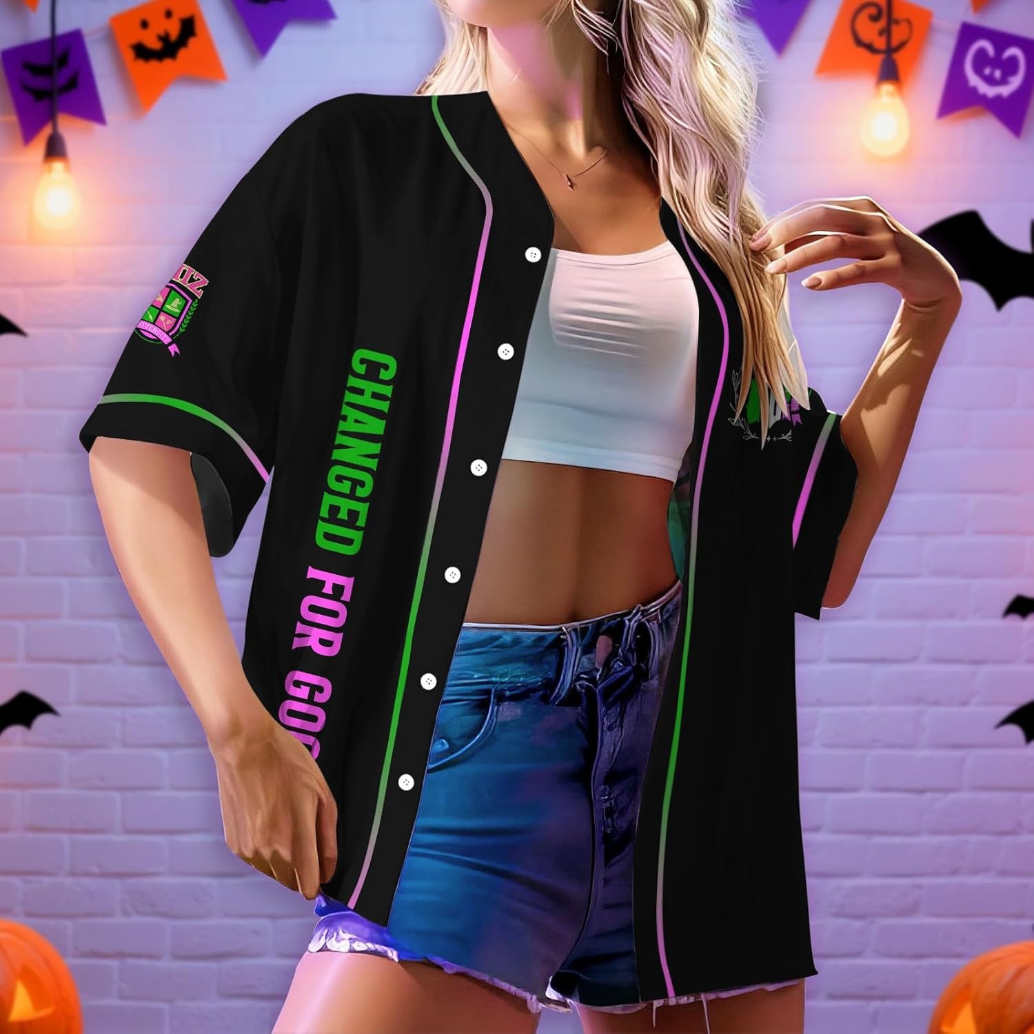 Wicked Witch Baseball Jersey, Movie Character Jersey Button Down Shirt - Image 4