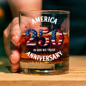In God We Trust 250 Years Whiskey Glass Beer Glass | Happy 250th Birthday USA Glass | Patriotic 4th of July Glass | Independence Day Glass 682671