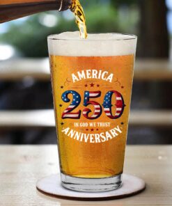 Alternative view of In God We Trust 250 Years Whiskey Glass Beer Glass | Happy 250th Birthday USA Glass | Patriotic 4th of July Glass | Independence Day Glass