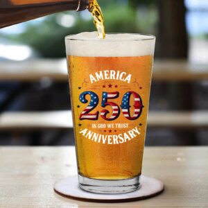 Alternative view of In God We Trust 250 Years Whiskey Glass Beer Glass | Happy 250th Birthday USA Glass | Patriotic 4th of July Glass | Independence Day Glass 682671