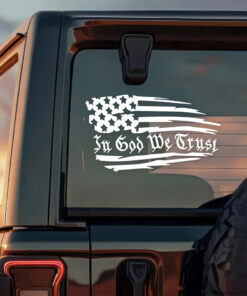 Alternative view of In God We Trust Decal Sticker - American Flag Car Window Decal Sticker