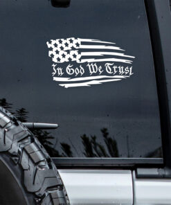 In God We Trust Decal Sticker - American Flag Car Window Decal Sticker