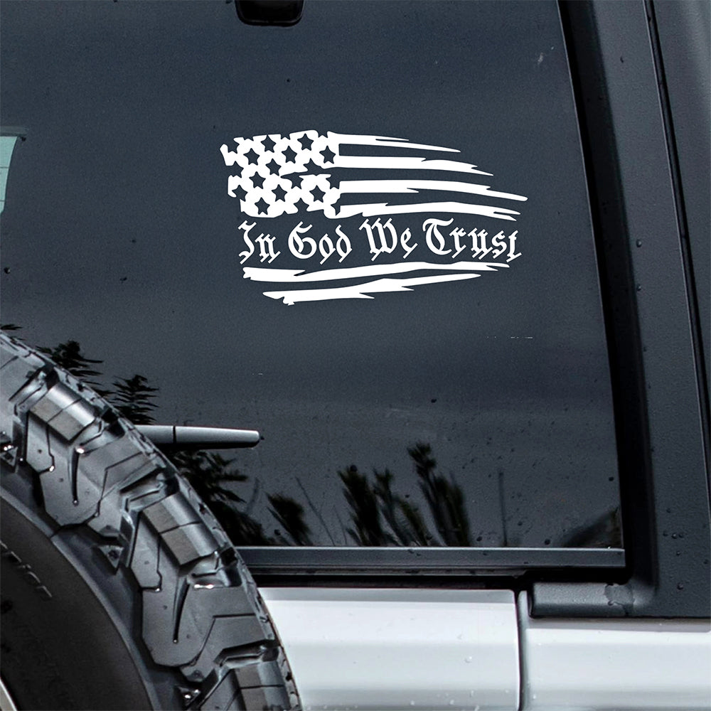 In God We Trust Decal Sticker - American Flag Car Window Decal Sticker HA75 898238