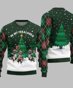In My Feral Area Raccoon Ugly Sweater Christmas 2025 