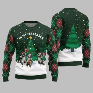 In My Feral Area Raccoon Ugly Sweater Christmas 2025 - Grishko.com
