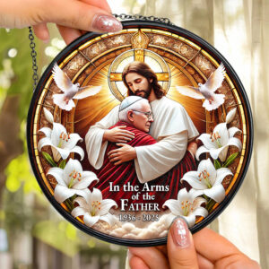 Alternative view of In The Arms Of The Father - Pope Francis Stained Glass Ornament 07hudt220425