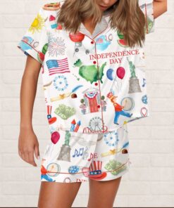 Independence Day Celebration Watercolor Silky Satin Pajama Set