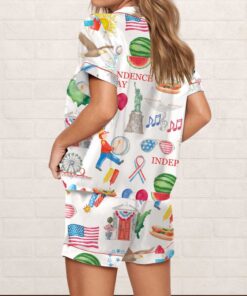 Alternative view of Independence Day Celebration Watercolor Silky Satin Pajama Set