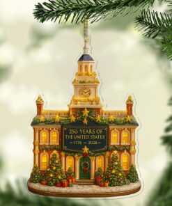 Alternative view of Independence Hall Christmas Ornament | 250 Years of USA Ornament 177-2026 | Patriotic Bicentennial Tree Decoration Gift