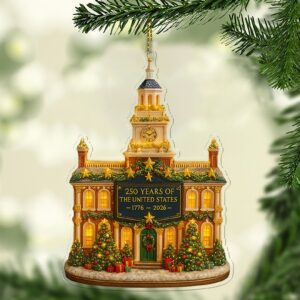 Alternative view of Independence Hall Christmas Ornament | 250 Years of USA Ornament 1776â€“2026 | Patriotic Bicentennial Tree Decoration Gift 683514
