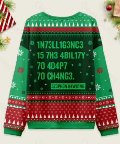 Alternative view of Intelligence - Stephen Hawking Science Green Ugly Christmas Fuzzy Fleece Sweatshirt