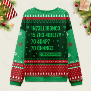 Alternative view of Intelligence - Stephen Hawking Science Green Ugly Christmas Fuzzy Fleece Sweatshirt
