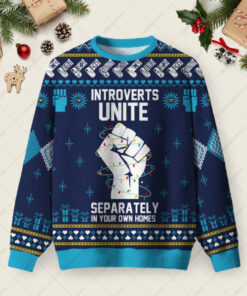 INTROVERTS UNITE Ugly Christmas Fuzzy Fleece Sweatshirt