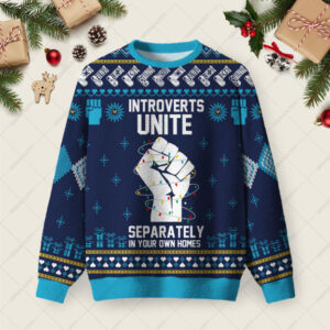 INTROVERTS UNITE Ugly Christmas Fuzzy Fleece Sweatshirt