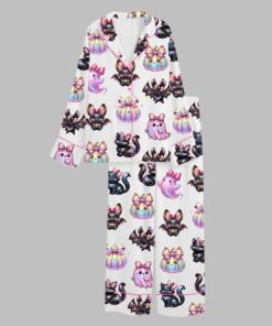 Alternative view of Iridescent Ghost Halloween Pumpkins Cats Bats Pastel Spooky Pajama Set