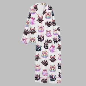 Alternative view of Iridescent Ghost Halloween Pumpkins Cats Bats Pastel Spooky Pajama Set