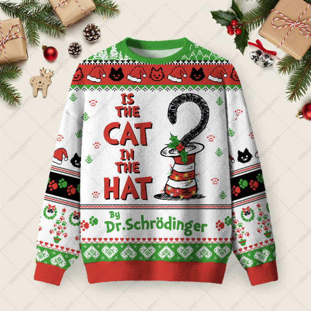 Is The Cat In The Hat Ugly Christmas Fuzzy Fleece Sweatshirt