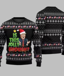 Alternative view of Is This Jolly Enough Donald Trump Ugly Sweater Christmas 2025 