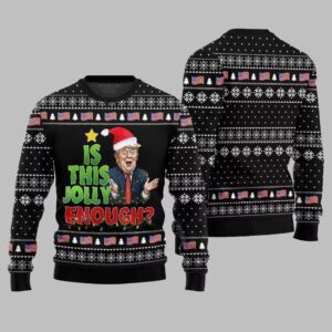 Alternative view of Is This Jolly Enough Donald Trump Ugly Sweater Christmas 2025 - Grishko.com
