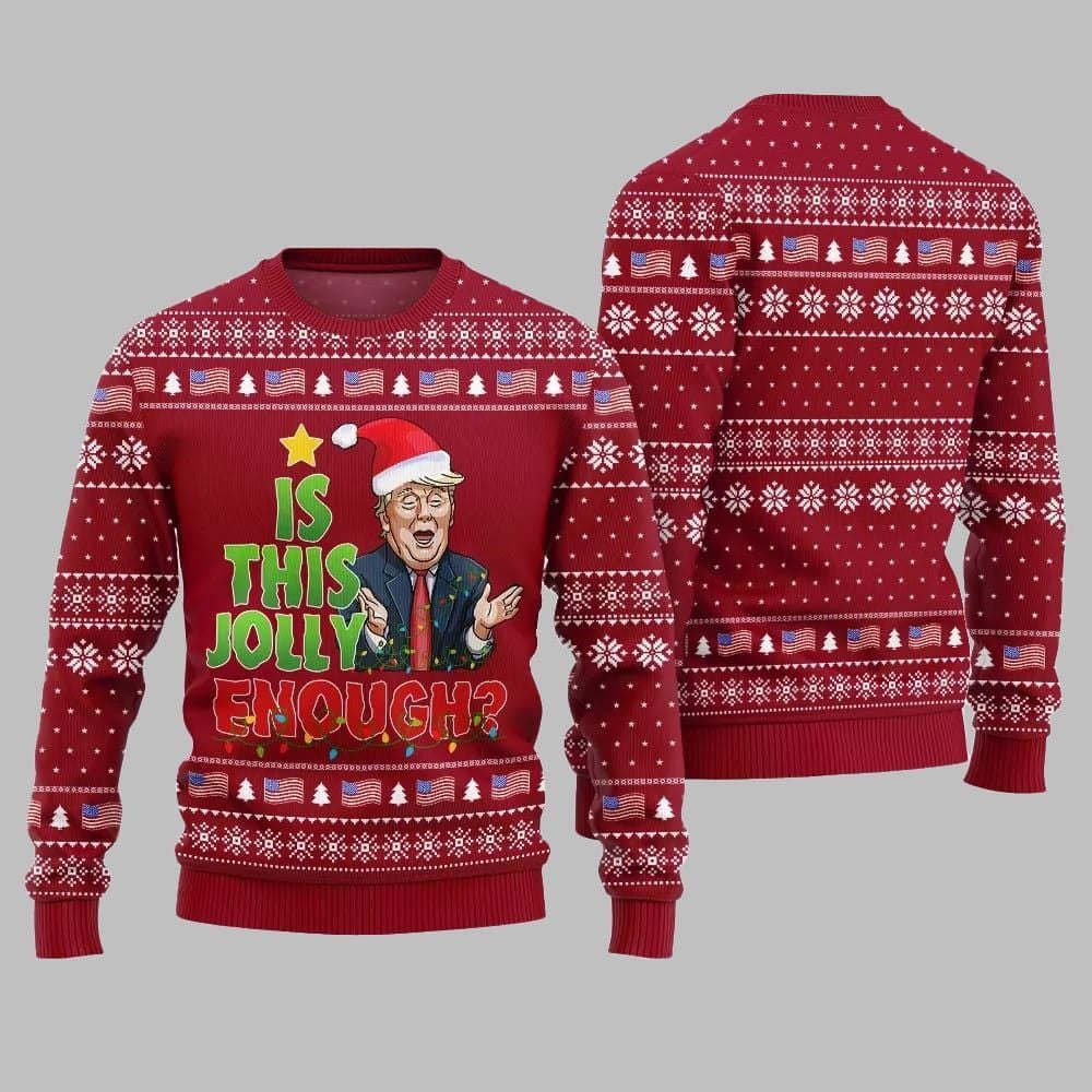 Is This Jolly Enough Donald Trump Ugly Sweater Christmas 2025 - Grishko.com - Image 5