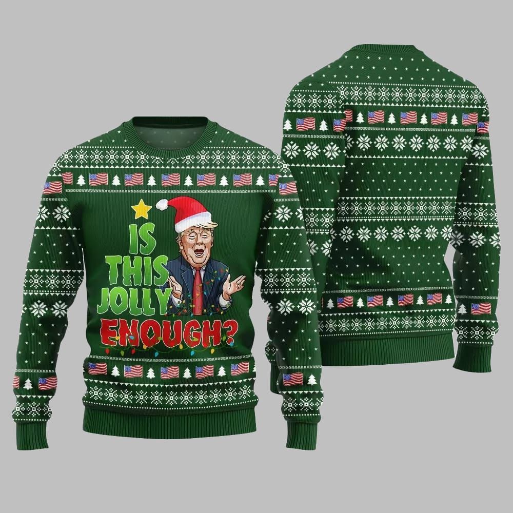 Is This Jolly Enough Donald Trump Ugly Sweater Christmas 2025 - Grishko.com - Image 3