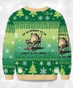 Alternative view of It Is What It Is And It Is Not Great Resting Frog Christmas Ugly Sweater