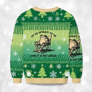 Alternative view of It Is What It Is And It Is Not Great Resting Frog Christmas Ugly Sweater