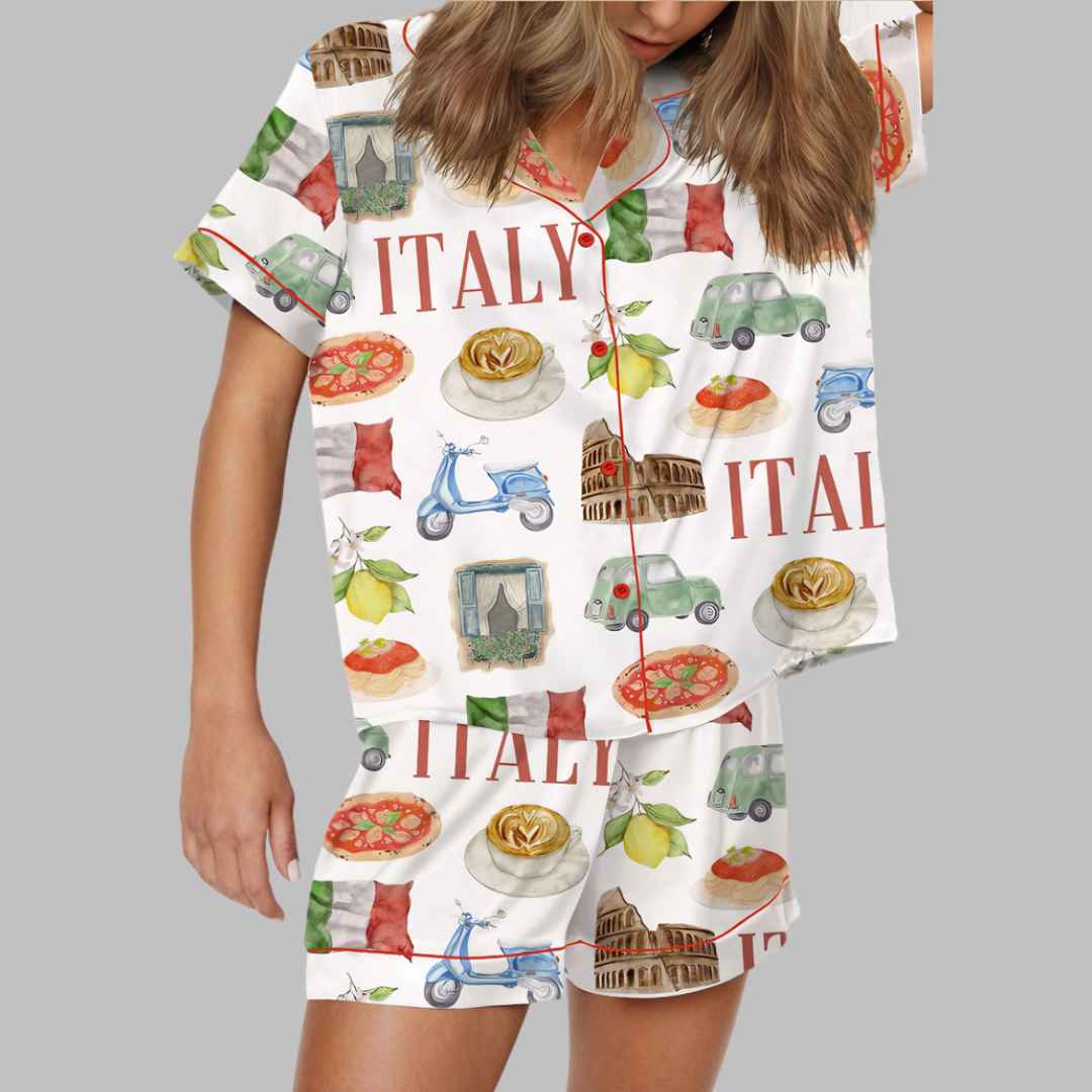 Italy Travel Satin Pajama Set