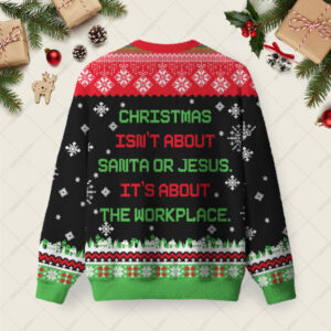Alternative view of It's About The Workplace Ugly Christmas Fuzzy Fleece Sweatshirt