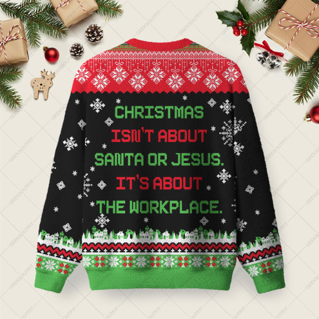 Alternative view of It's About The Workplace Ugly Christmas Fuzzy Fleece Sweatshirt