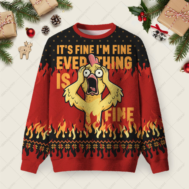IT'S FINE Ugly Christmas Fuzzy Fleece Sweatshirt