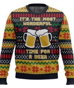It's The Most Wonderful Time For A Beer Parody Ugly Christmas Sweater