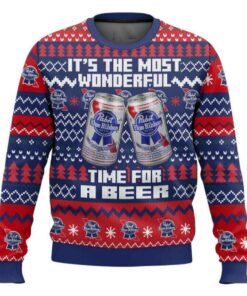 It's The Most Wonderful Time For A Pabst Blue Ribbon Ugly Christmas Sweater