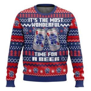 It's The Most Wonderful Time For A Pabst Blue Ribbon Ugly Christmas Sweater