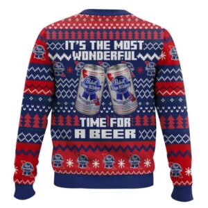 Alternative view of It's The Most Wonderful Time For A Pabst Blue Ribbon Ugly Christmas Sweater