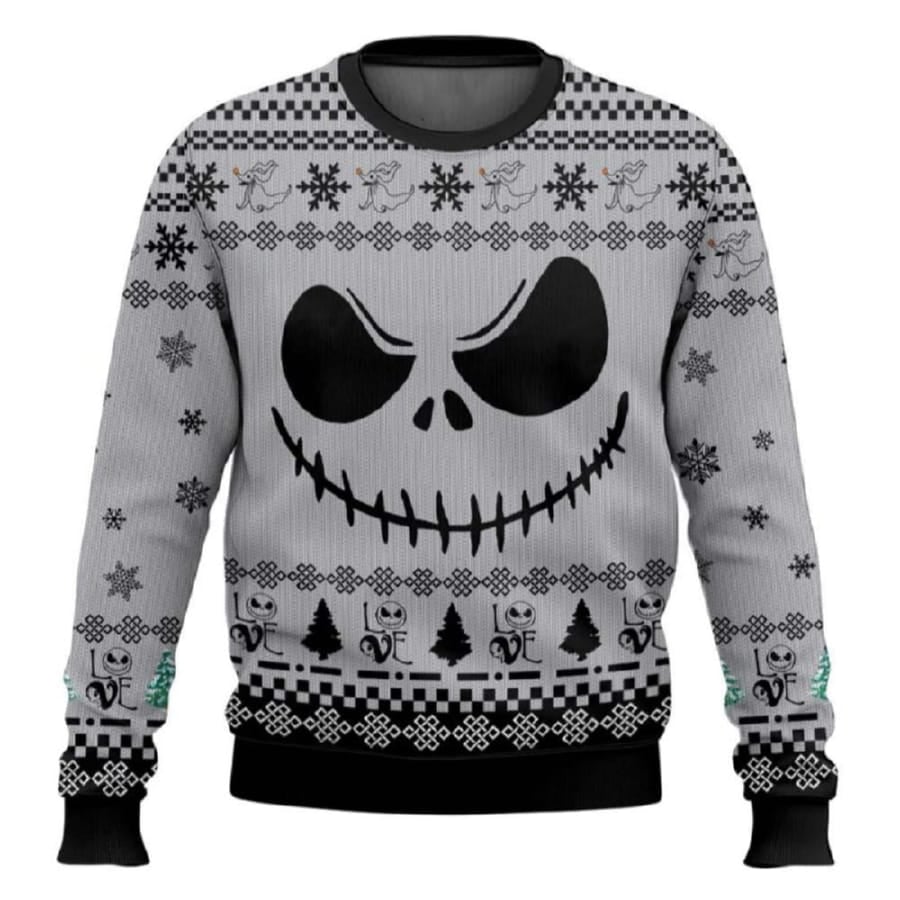 Jack Skellington Face Love White Hoodie Christmas Sweater